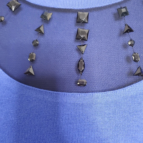 Victor Costa Occasion Womens Pullover Knit Blouse Size 2X Blue Casual Chic Top - Picture 7 of 10